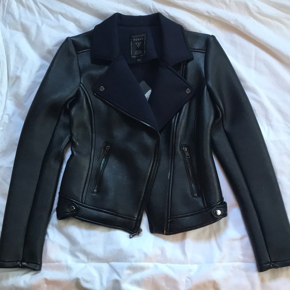 Black/Dark Blue Moto Jacket